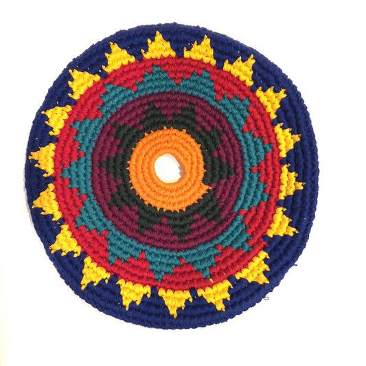 Mayan Frisbee Blue and Yellow Pattern (Large 9 Inch)